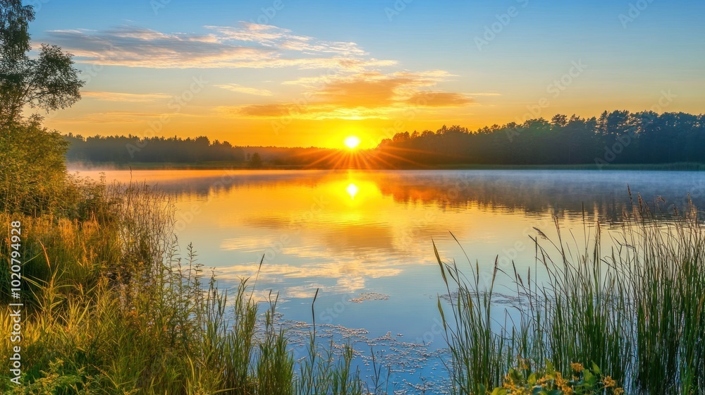 Sunrise over Calm Lake Sunrise over Calm Lake