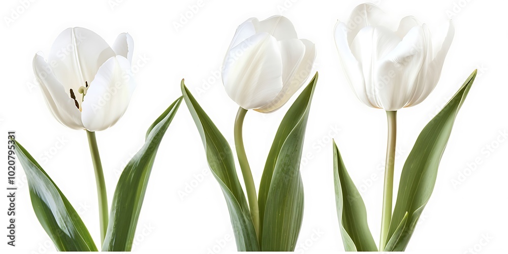 White tulips isolated on white background. Clipping path included. White tulips isolated on white background. Clipping path included.
