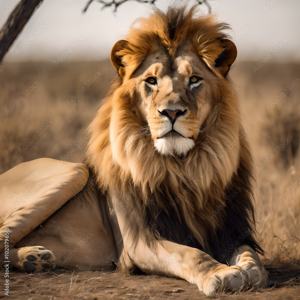 Fototapeta premium lion in the grass