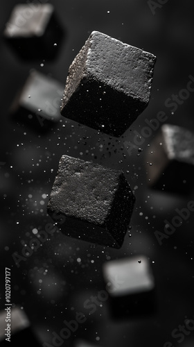 close up of black cubes on black Generative AI 