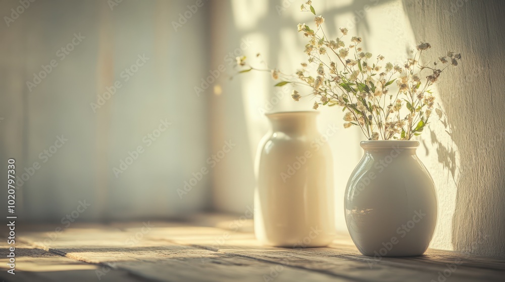 Cozy home interior with vase of flowers Cozy home interior with vase of flowers