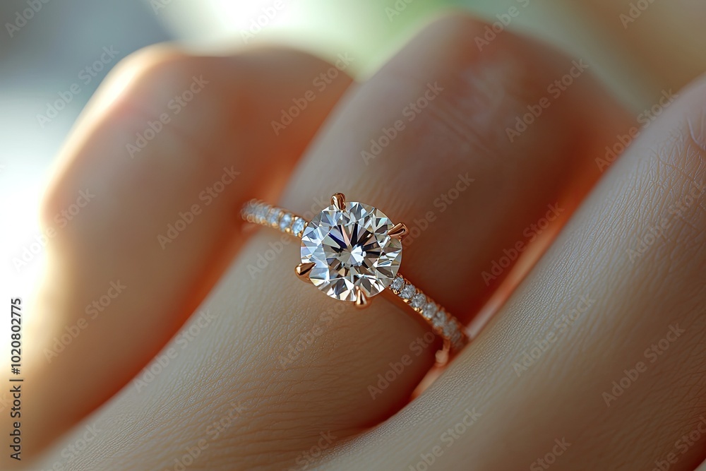 Diamond engagement ring on a finger. This image is perfect for use in articles about engagement rings, jewelry, or love. Diamond engagement ring on a finger. This image is perfect for use in articles about engagement rings, jewelry, or love.