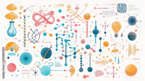 A vivid and colorful representation of DNA, set against a digital, abstract background, symbolizing science, technology, and innovation..