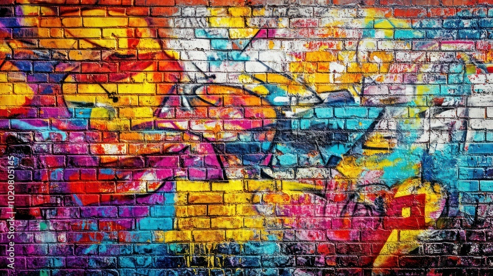 Colorful Graffiti on a Brick Wall