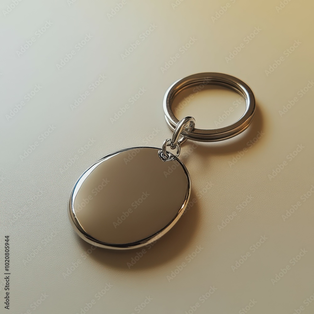 Shiny metal keychain with blank surface