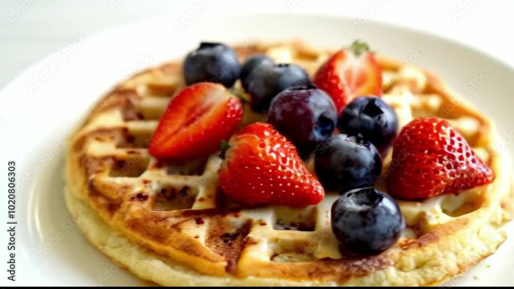waffle with fresh and sweet fruit topping on top