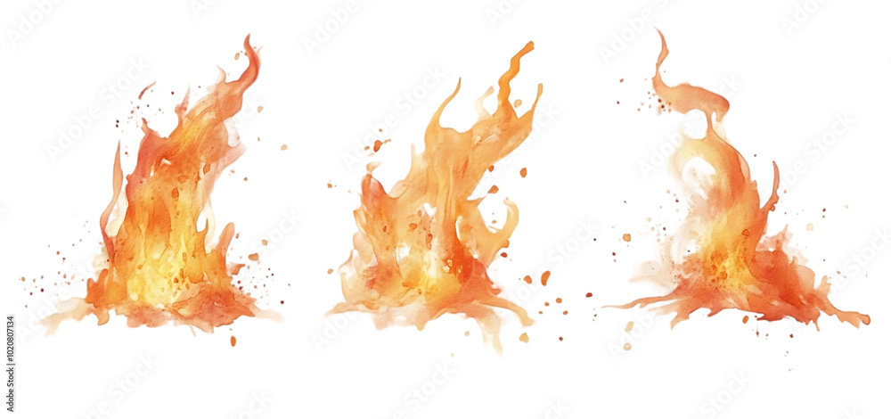 Fototapeta premium three set of fire flame isolated transparent background