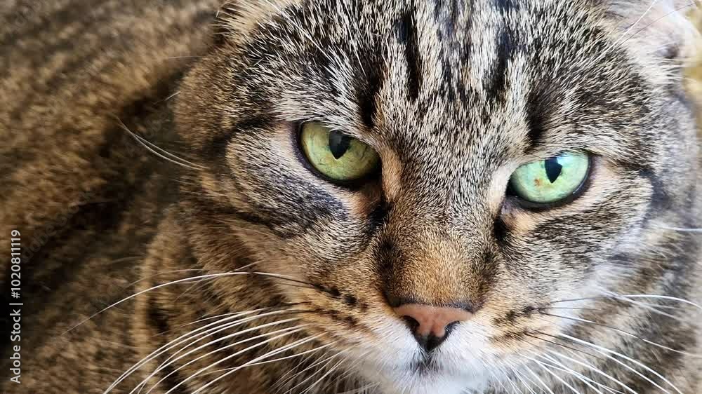 Close up portrait of gray tabby lovely fluffy cute cat with green eyes. Close up portrait of gray tabby lovely fluffy cute cat with green eyes.