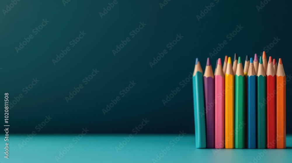 Fototapeta premium Colorful pencils on a dark background