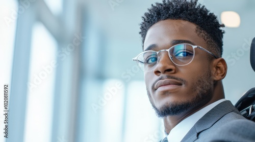 confident young professional in glasses