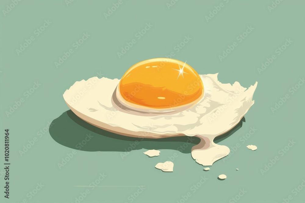 Realistic fried egg illustration on green background Realistic fried egg illustration on green background