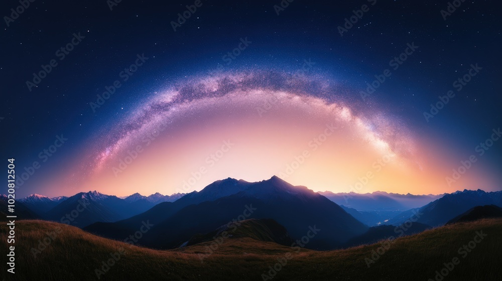 Breathtaking night sky over majestic mountains Breathtaking night sky over majestic mountains