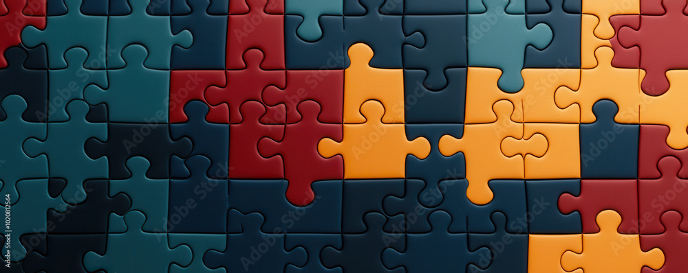 Fototapeta premium Colorful puzzle pieces create vibrant and engaging 3D puzzle design, showcasing various shapes and colors that invite creativity and fun