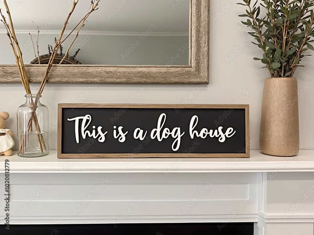Obraz premium A sign on the mantle reading, 