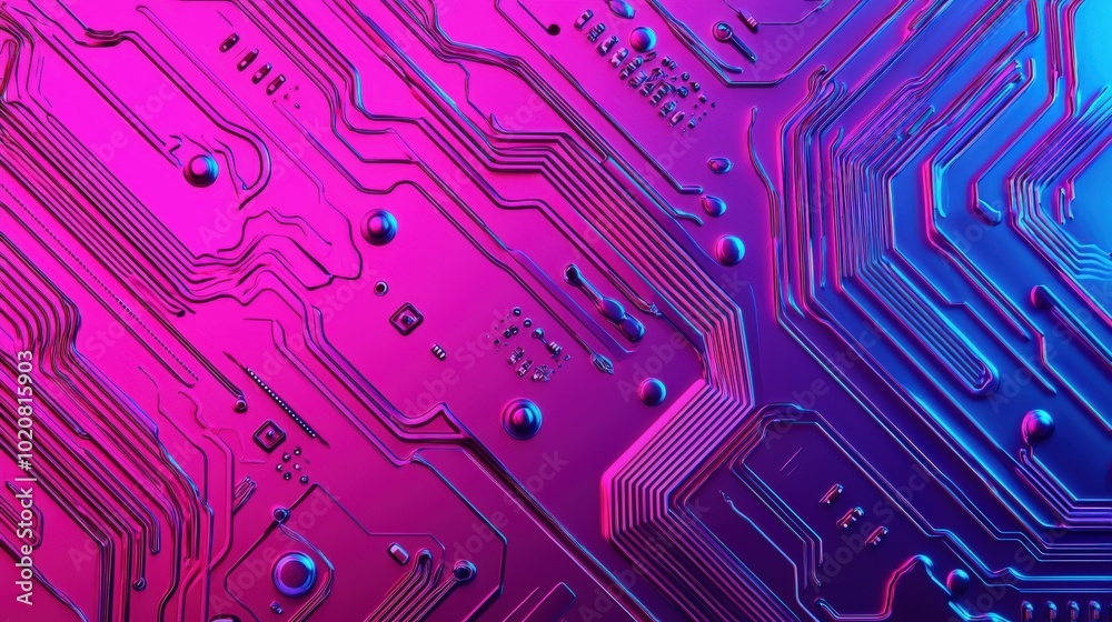 A vibrant close-up of a multicolored circuit board, showcasing intricate pathways and connections in a blend of pink and blue hues. A vibrant close-up of a multicolored circuit board, showcasing intricate pathways and connections in a blend of pink and blue hues.