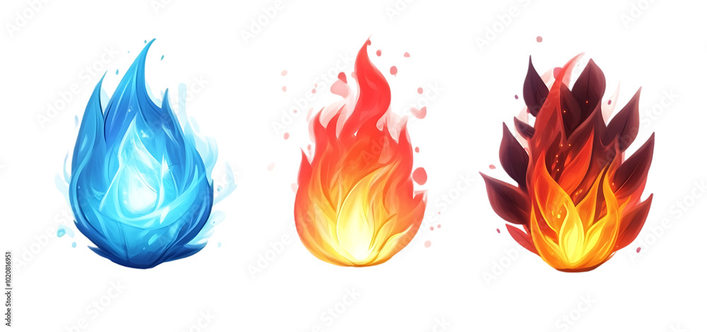 three set of fire flame isolated transparent background three set of fire flame isolated transparent background