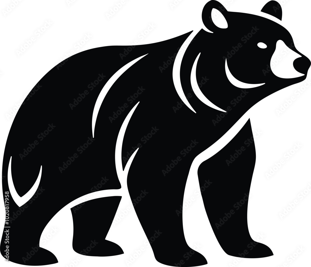 Fototapeta premium Bear Silhouette Vector: Wild Animal Graphic Illustration