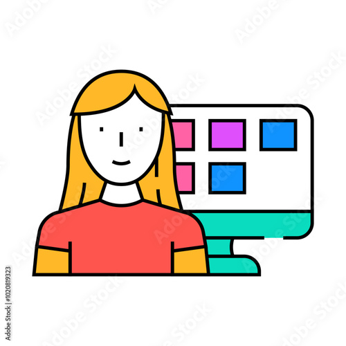 remote freelancing line icon vector. remote freelancing sign. isolated symbol illustration