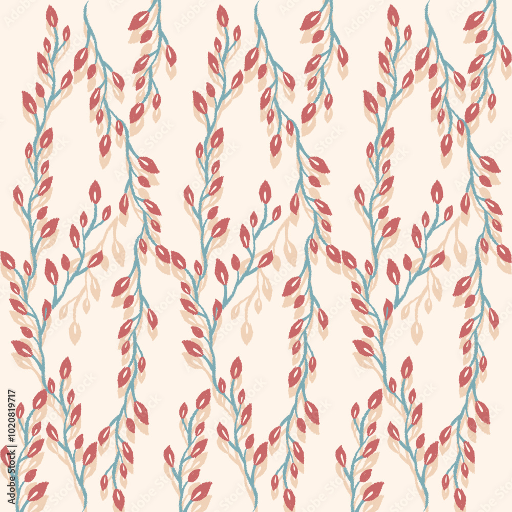 Seamless Ikat Pattern, Floral, Ethnic Navajo in Pastel Orange tones for Wallpaper, Rugs and Fabrics, Native Embroidery, Tribal Culture and Crafts, Textiles and Home Decor. Seamless Ikat Pattern, Floral, Ethnic Navajo in Pastel Orange tones for Wallpaper, Rugs and Fabrics, Native Embroidery, Tribal Culture and Crafts, Textiles and Home Decor.