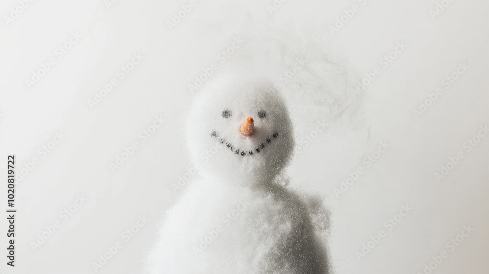 A snowman made out of white wool A snowman made out of white wool