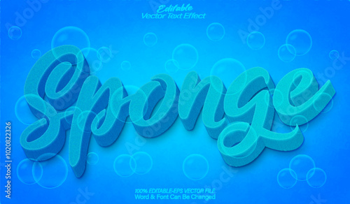 Sponge Vector Text Effect Editable Alphabet Blue Clean Soap
