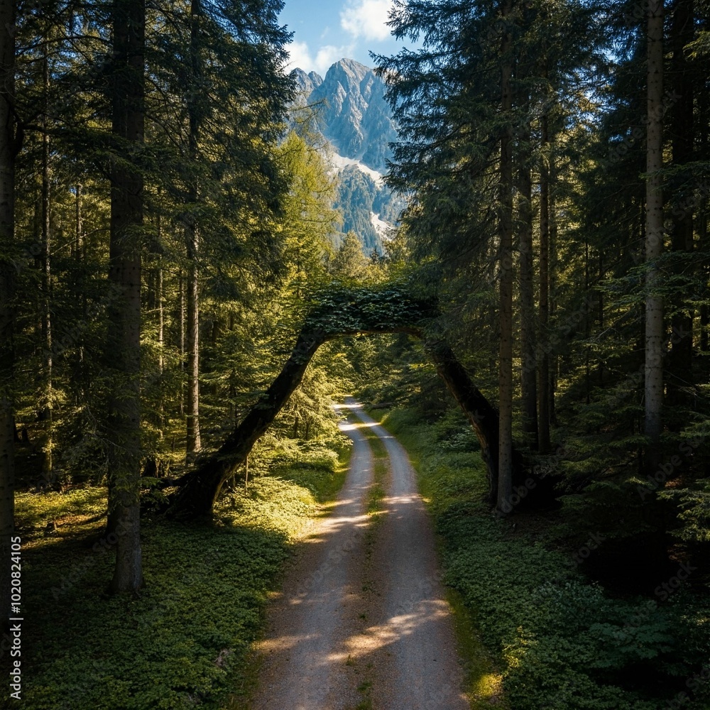 Obraz premium Mountain Path Through the Trees
