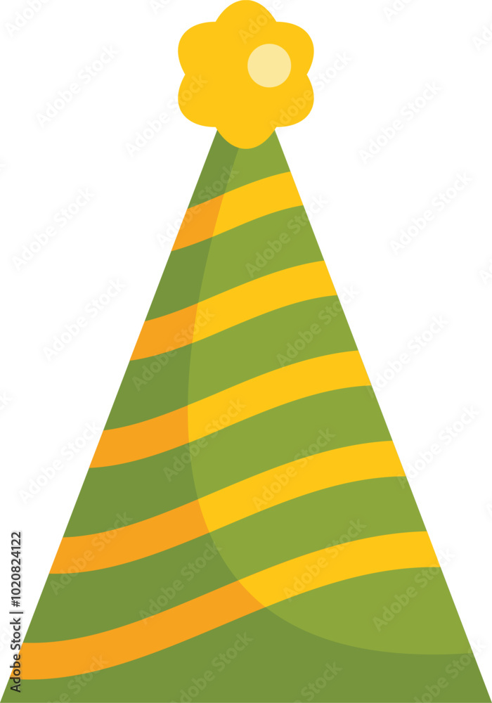 Festive green and yellow party hat adding a touch of cheer to birthday celebrations Festive green and yellow party hat adding a touch of cheer to birthday celebrations