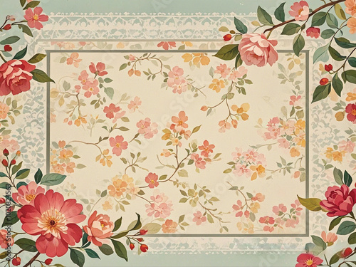 A beautiful floral pattern featuring pink and red flowers on a soft background.