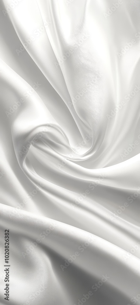 Naklejka premium Elegant white satin fabric with smooth, flowing texture creating soft waves.