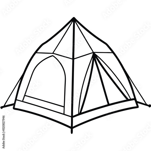 Silhouette Tent Vector Illustration.