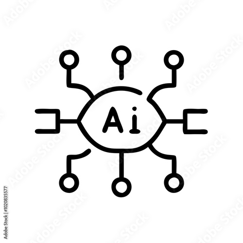 AI Network Visualization in Minimalist Modern Line Style