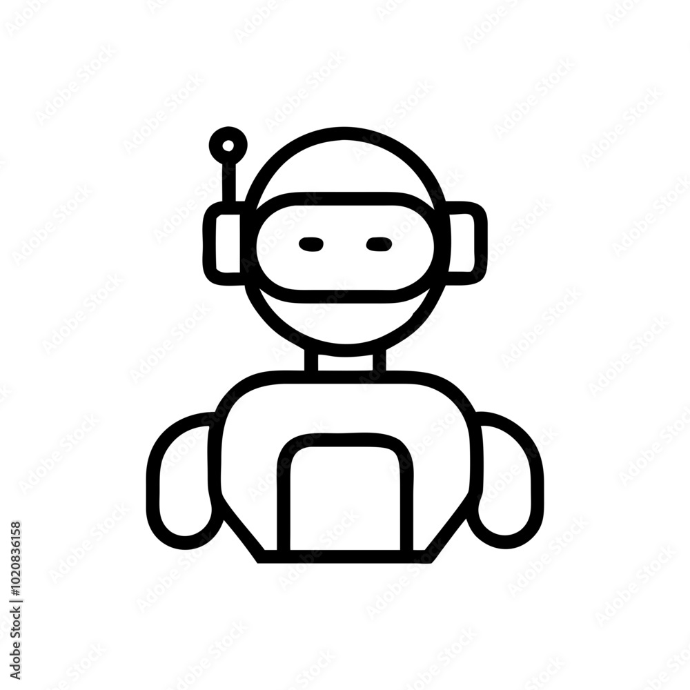 Robot with antenna, futuristic technology icon Robot with antenna, futuristic technology icon