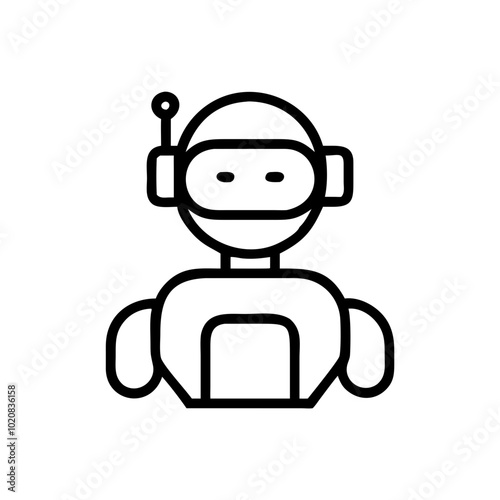 Robot with antenna, futuristic technology icon