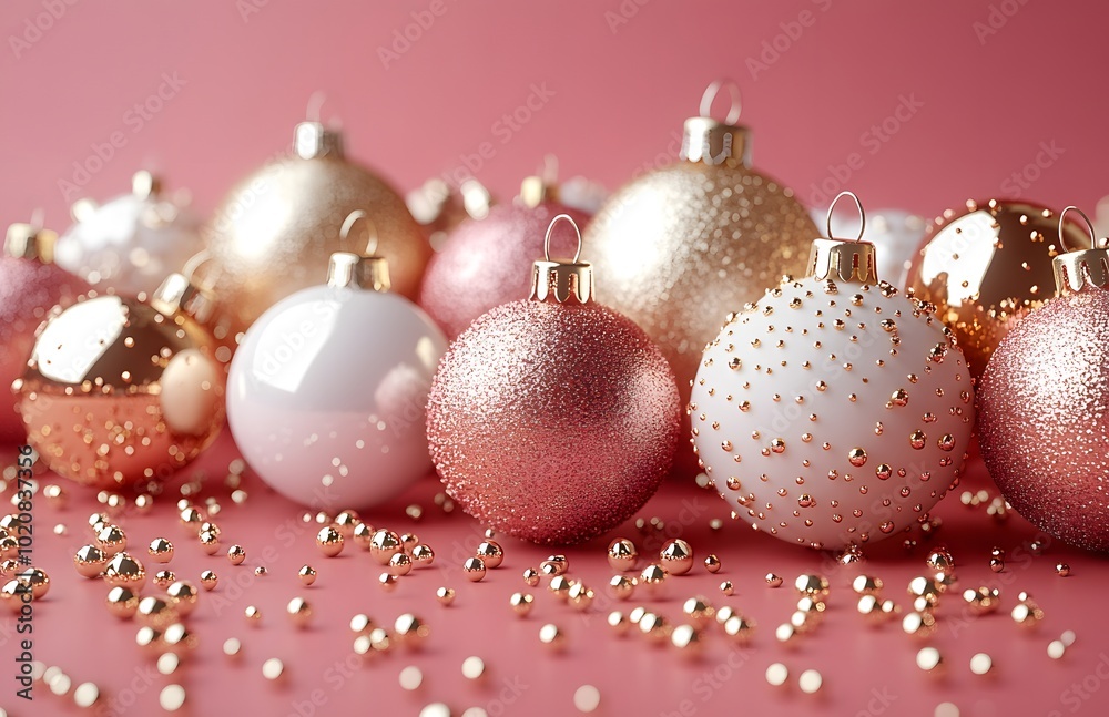 Lux Christmas ornaments in dusty pink and gold shades Lux Christmas ornaments in dusty pink and gold shades