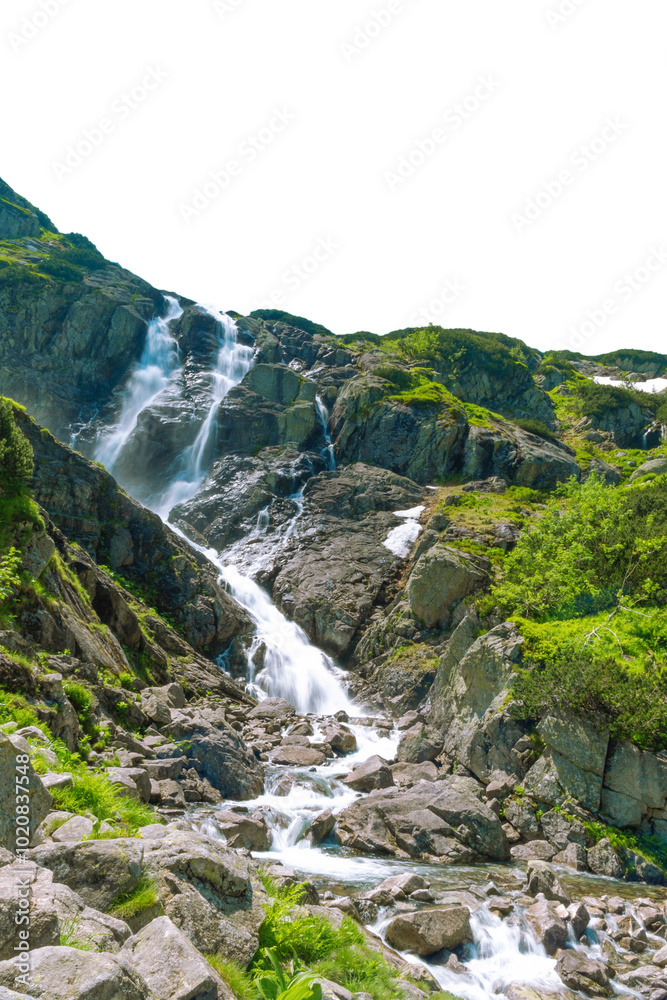 Siklawa Falls. The highest waterfall in the Tatra Mountains. Isolated object. Siklawa Falls. The highest waterfall in the Tatra Mountains. Isolated object.