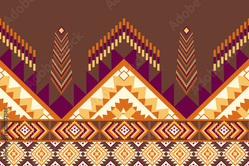 Geometric ethnic pattern seamless, design for fabric, clothing, textile, vector illustration, needlework