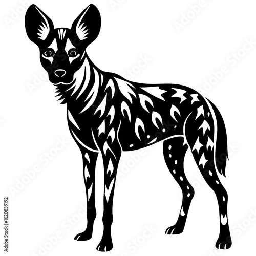 African wild dog silhouette vector illustration  photo