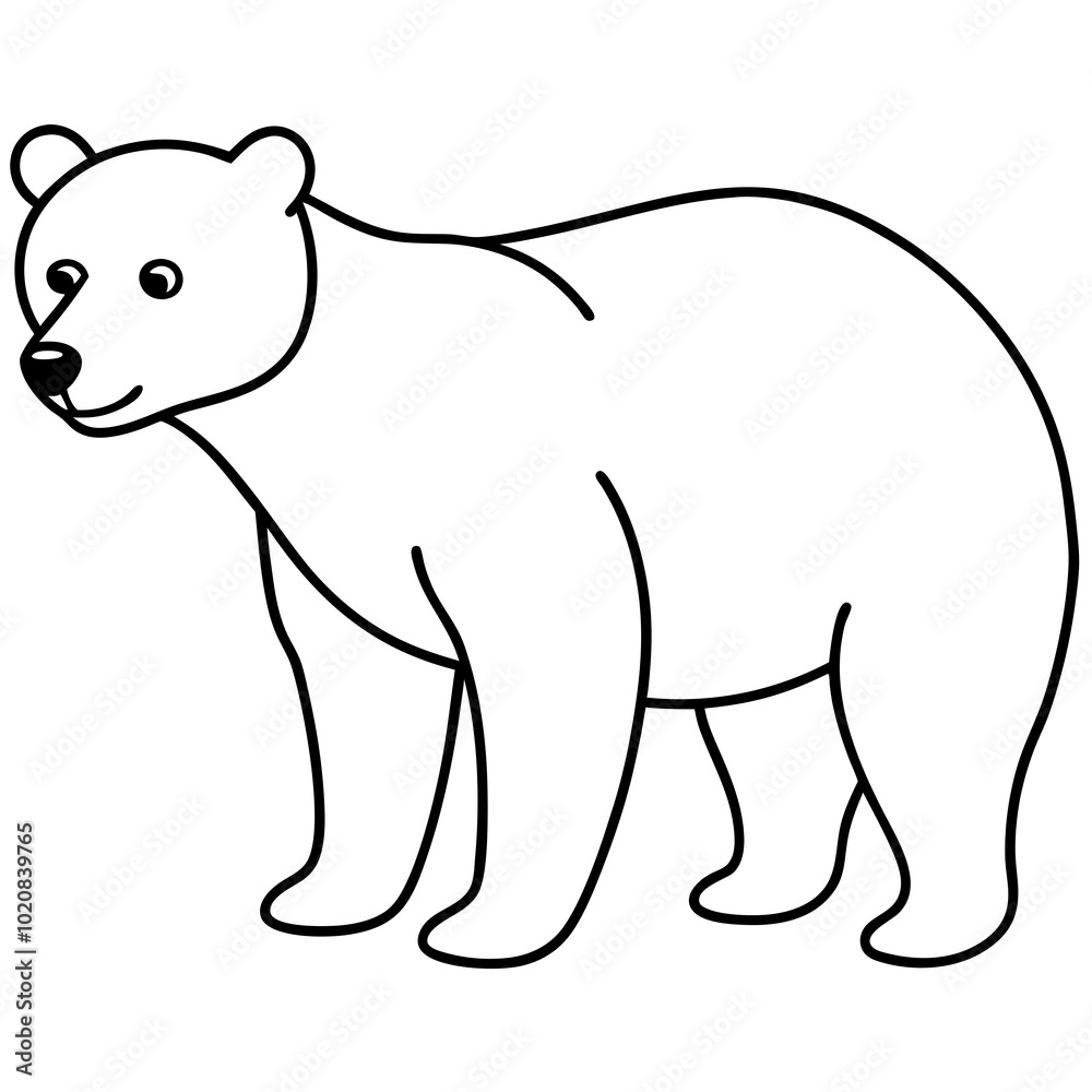 Fototapeta premium Bear line art vector illustration