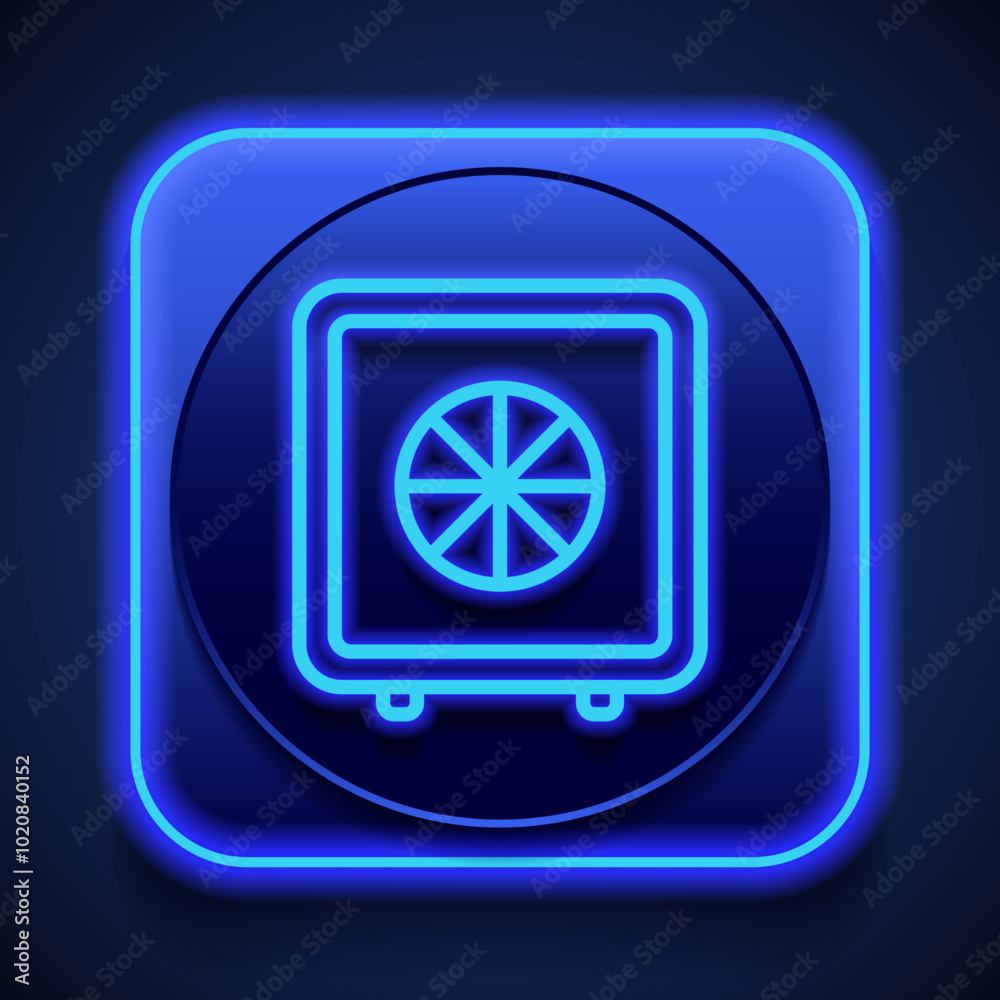 Save simple icon vector. Flat design. Blue neon style on button. With shadow Save simple icon vector. Flat design. Blue neon style on button. With shadow