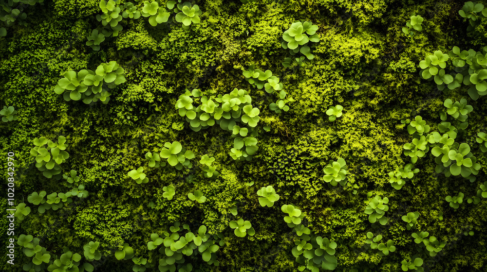Green moss for decor in the office on the wall. Green moss for decor in the office on the wall.
