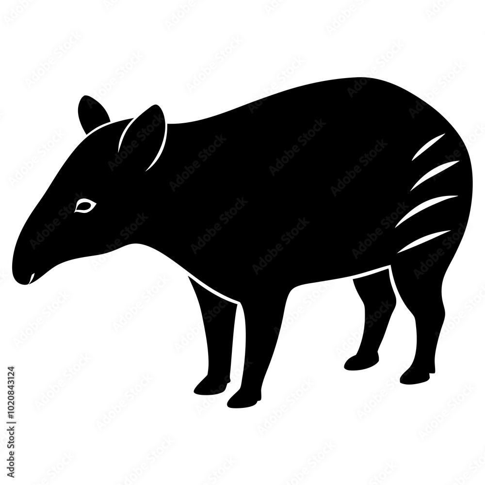 Fototapeta premium Tapir silhouette vector illustration 