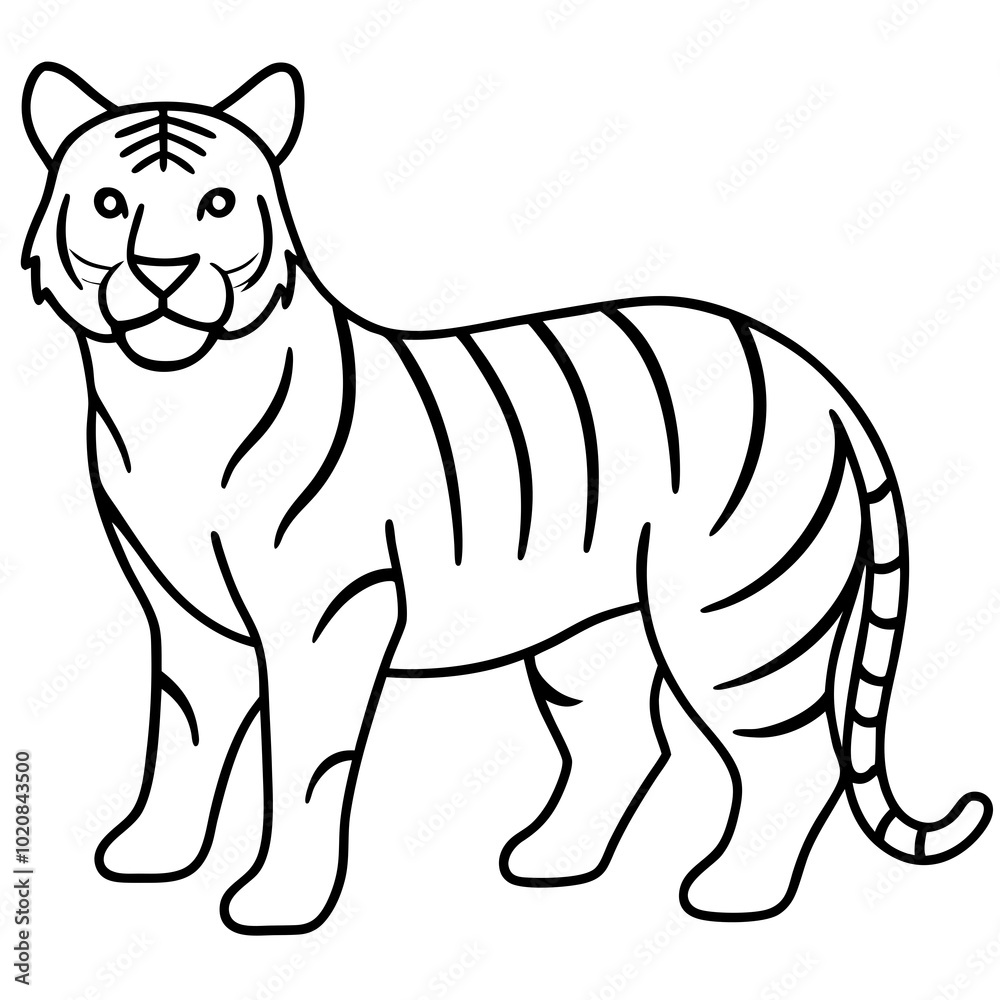 Obraz premium Tiger line art vector illustration