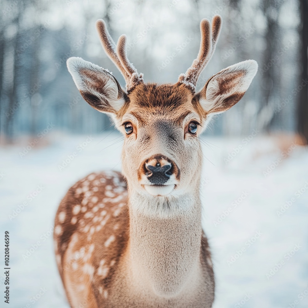 deer isolated on winter background deer isolated on winter background