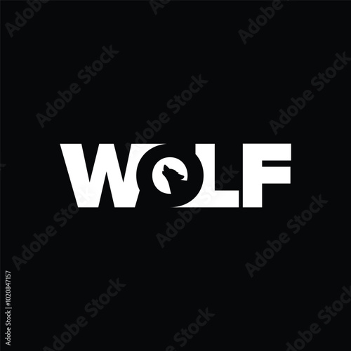 wolf lettering vector design logo with wolf roar in letter o