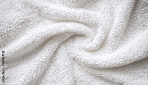 Soft and Fluffy White Terry Cloth Fabric with Textured Loops for Cozy Home Textiles