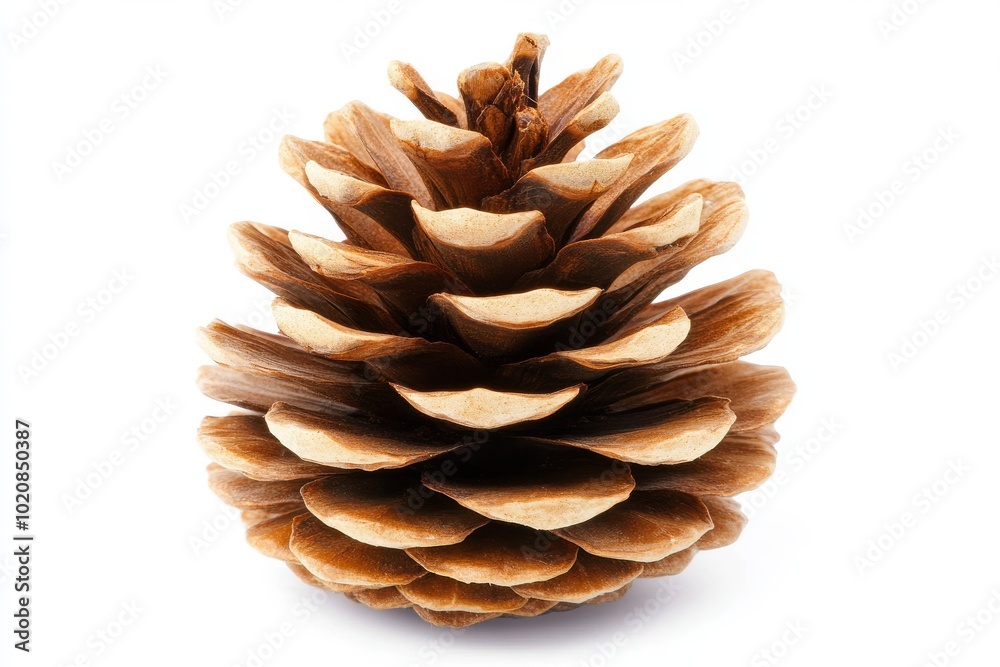 A close-up image of a pine cone on a white background, suitable for designs and illustrations A close-up image of a pine cone on a white background, suitable for designs and illustrations