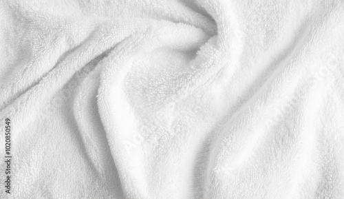Soft and Fluffy White Terry Cloth Fabric with Textured Loops for Cozy Home Textiles