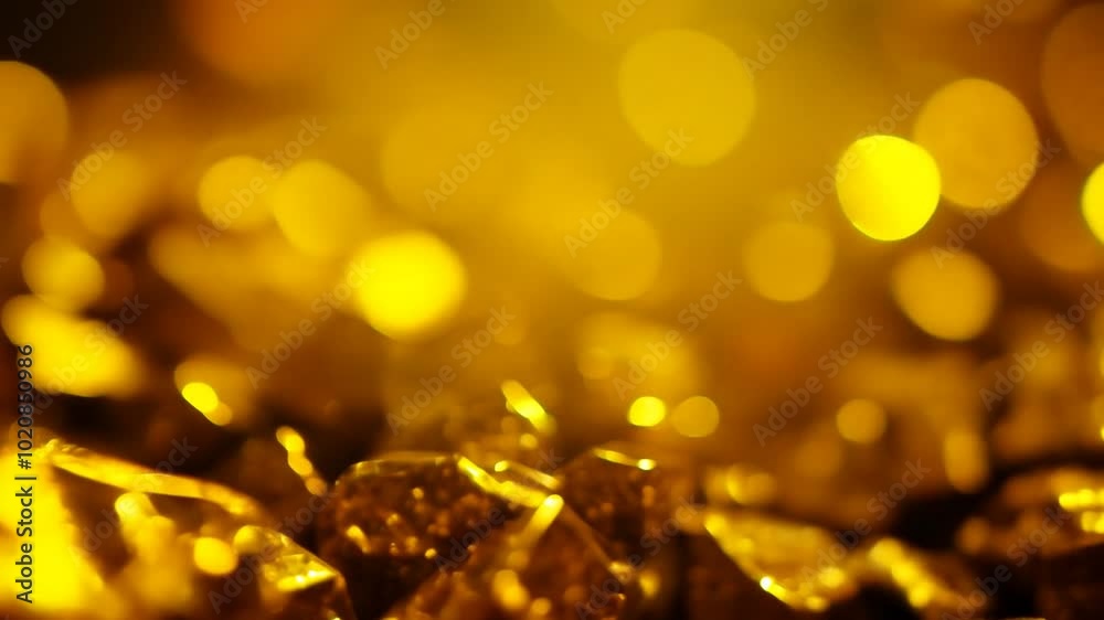 pile of mined gold,  zoom in. 4K

