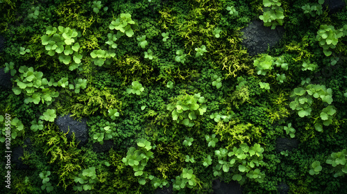 Grooved green moss background in nature. photo