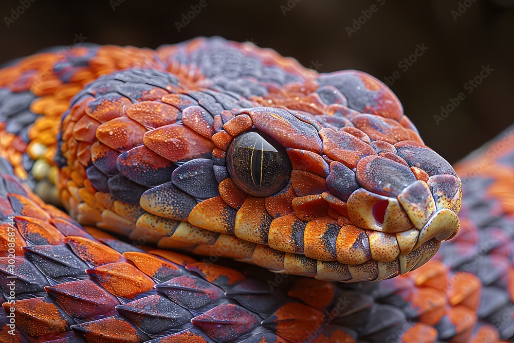 Vibrantly Colored Exotic Snake with Intricate Scale Patterns in Natural Habitat Vibrantly Colored Exotic Snake with Intricate Scale Patterns in Natural Habitat